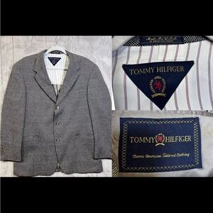 Vintage Tommy Hilfiger Mens 40S Sport Coat  Blazer Made In The USA 100% Wool 80s